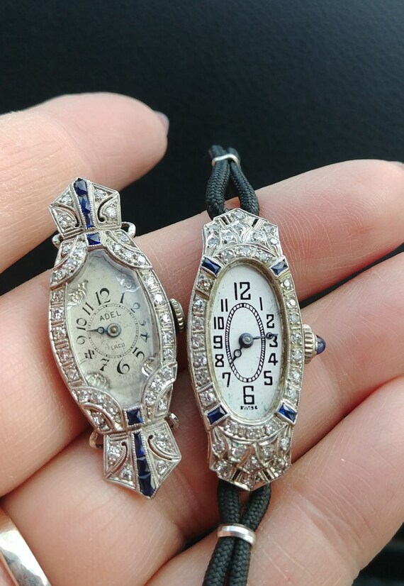 1920s Platinum Diamond Wrist Watch with Stretch Band Gem