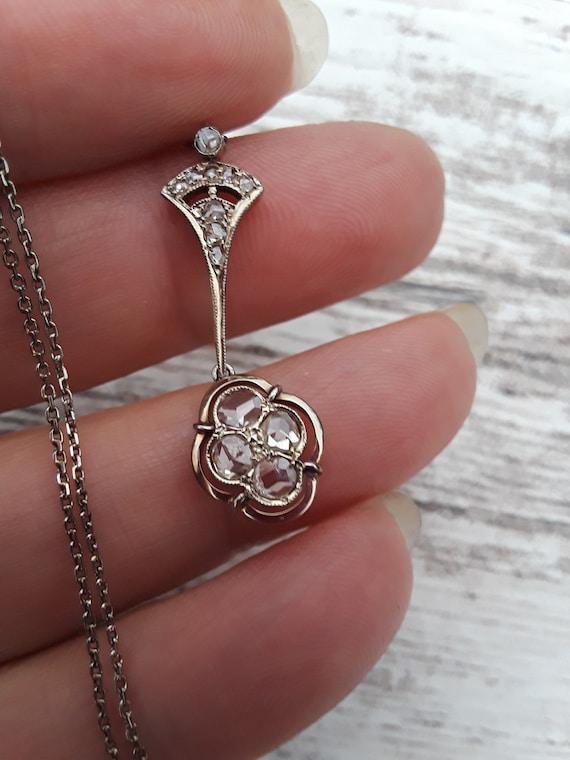 Victorian Platinum Rose Cut Diamond Pendant With 18k 750