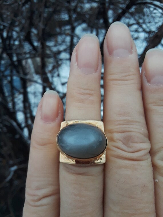 14k Gold Moonstone Loft Bread Ring UNISEX Fabulou… - image 5