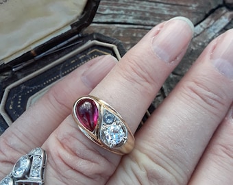 10k Gold Diamond Pink Tourmaline Wedding Engagement Cocktail Ring