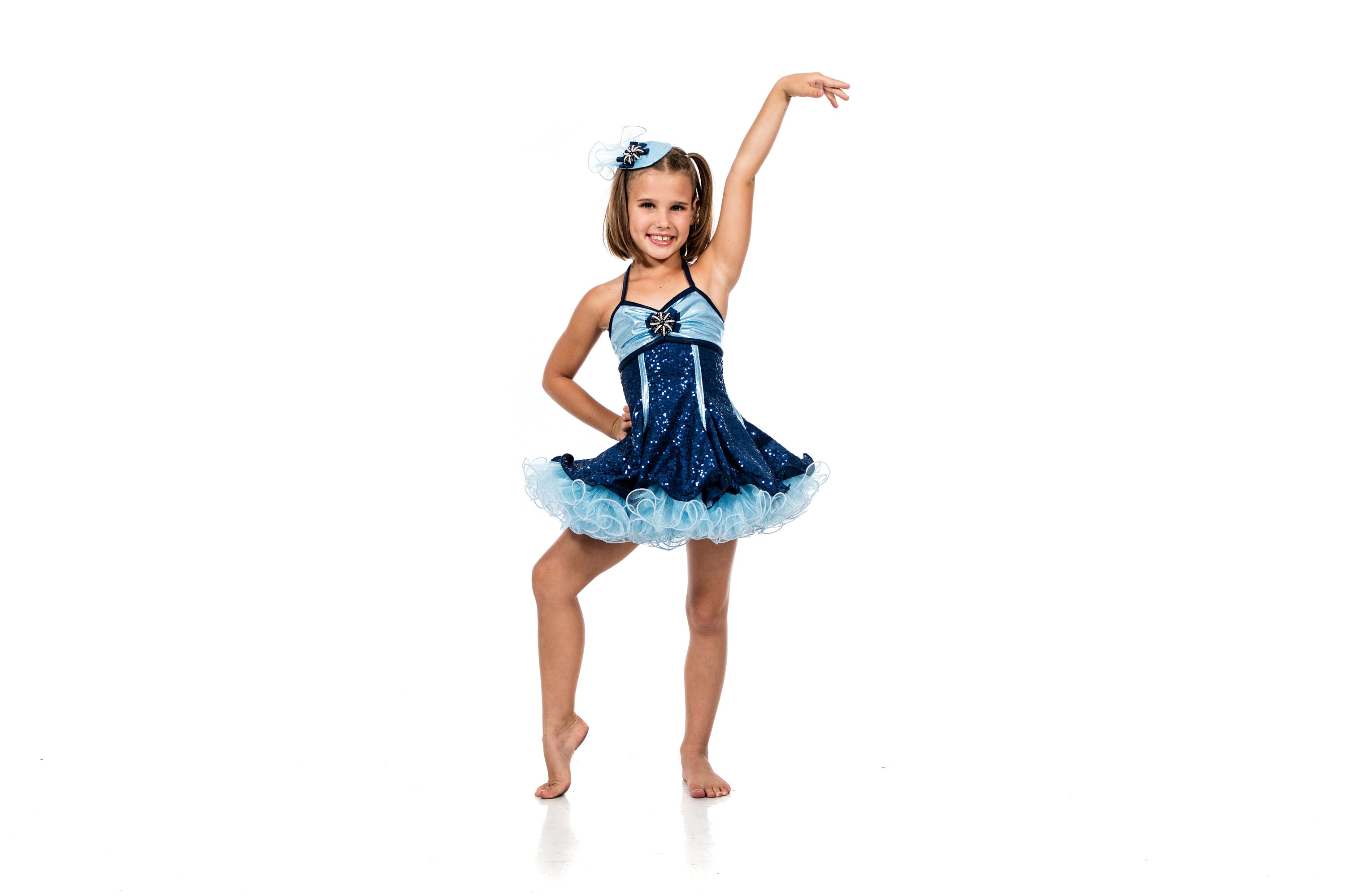 Empire Dress Navy Sequence, Mystique Blue and Light Blue Petticoat