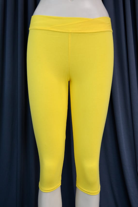 Buy Yellow Capri Pants Cotton Lycra Leggings 2 Inch Cross Front Online in  India - Etsy
