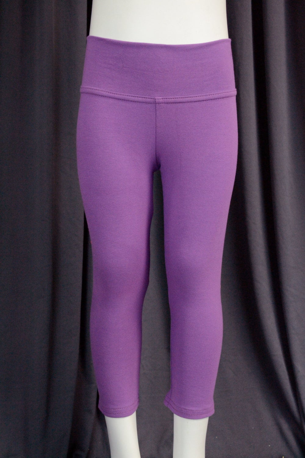 Purple Capri Leggings Cotton Lycra Blend 3 inch Waistband Etsy