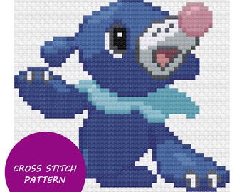 Popplio cross stitch pattern