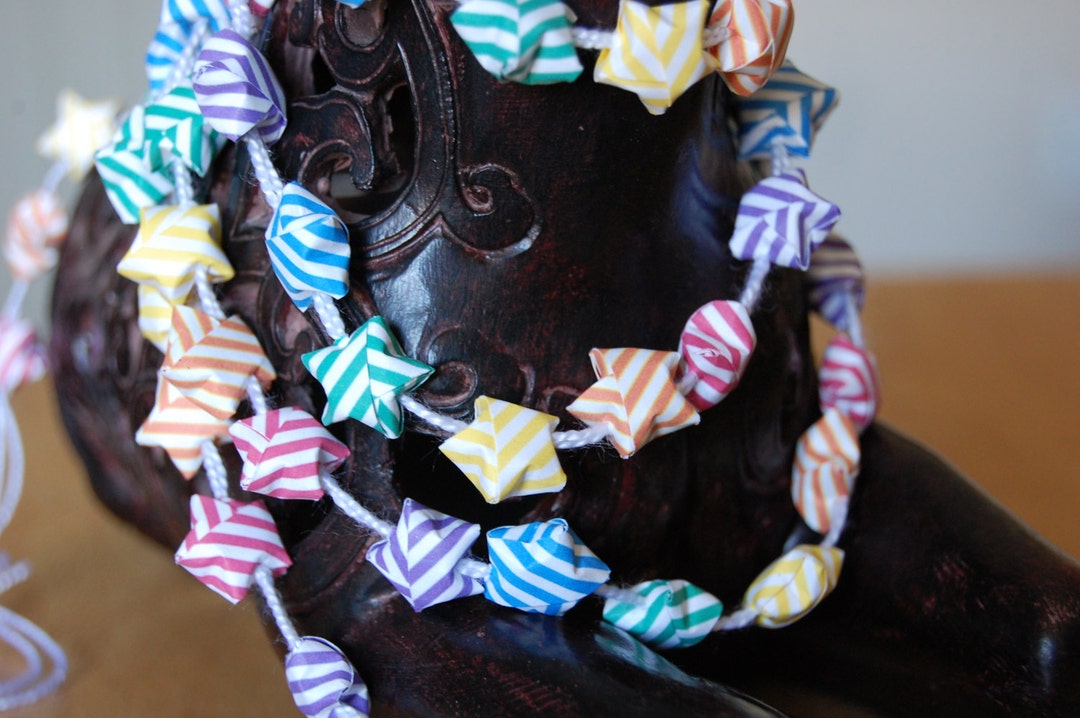 Rainbow Striped Lucky Star Garland - Etsy