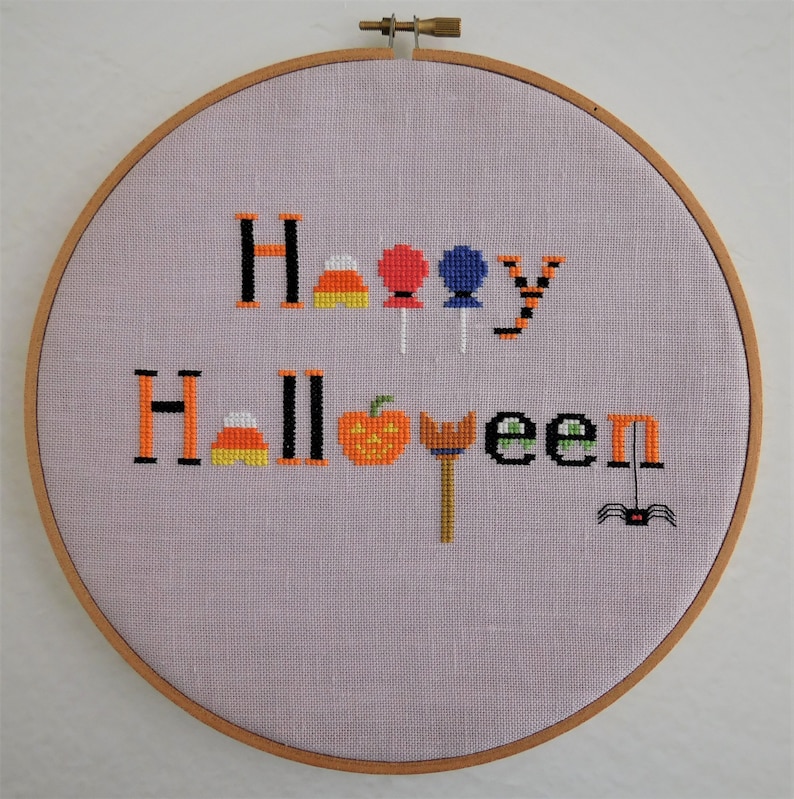 Halloween Cross Stitch Pattern Happy Halloween Cross Stitch Etsy