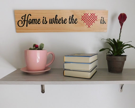 Home Is Where The Heart Is Sign Farmhouse Living Room Wall Etsy