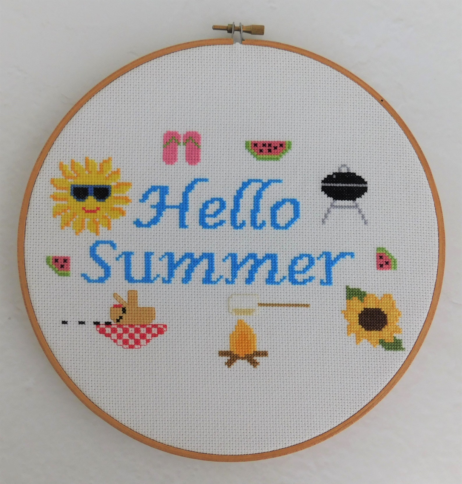 Hello Summer Cross Stitch Pattern Summer Cross Stitch Chart Etsy