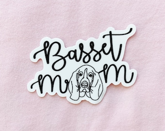 Basset Dog Mom Sticker, Basset Mom sticker, Dog sticker, sticker laptop, Dog Mom Gift, Small Gift , Cool stickers water bottle yeti, VSCO