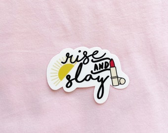 Rise and Slay Sticker, Lip Stick Sticker, Inspirational Quote Sticker, Colorful Sticker, INSPO sticker, stickers water bottle yeti, VSCO