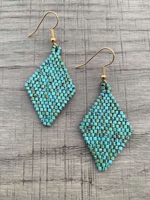 Diamond shaped cheap beaded earrings