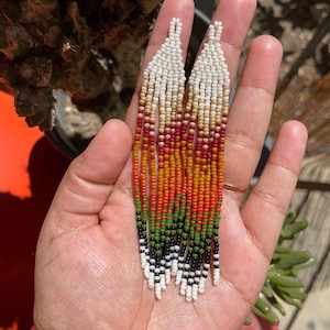 Fall earrings, fall fringe earrings, fringe earrings, fall jewelry, shoulder dusters, beaded earrings