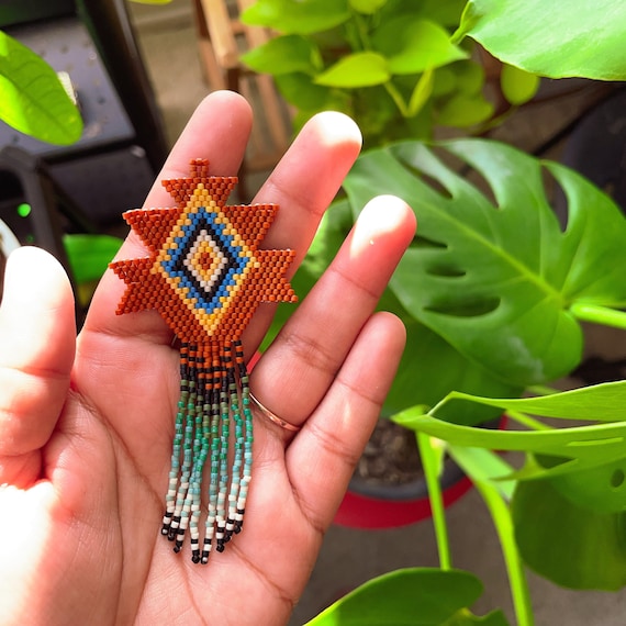 Mexican Textiles Mexican Earrings Beaded Earrings Fringe