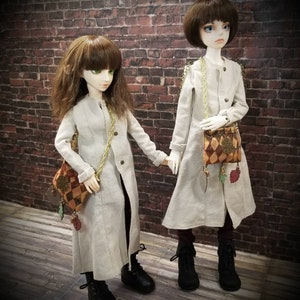 Wine colored Linen pant with long sleeve coat for girl or boy Msd 1/4 bjd doll outfit
