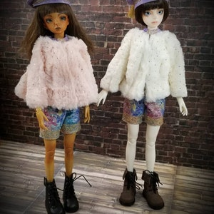 Pastel girl or boy Msd 1/4 bjd doll outfit with shirt shorts jacket and hat