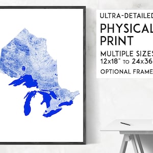 Wasserstraßen von Ontario drucken | Physische Ontario Karte, Druck von Ontario, Kanada Karte, Kanada Karte, Kartenseite von Ontario, Kanada Druck, Kartenbild von Ontario