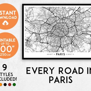 Paris Karte Druck, druckbare Paris Karte Kunst, Frankreich Karte, Frankreich Druck, Paris Druck, Paris Kunst, Paris Poster, Paris Wandkunst, Paris Stadt Druck