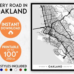 Oakland map print, Oakland print, Oakland city map, California map, Oakland poster, Oakland wall art, Map of Oakland, Oakland art print