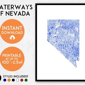 Nevada map print, Printable Nevada map art, Nevada print, USA map, Nevada art, Nevada poster, Nevada wall art, Nevada gift, Map of Nevada
