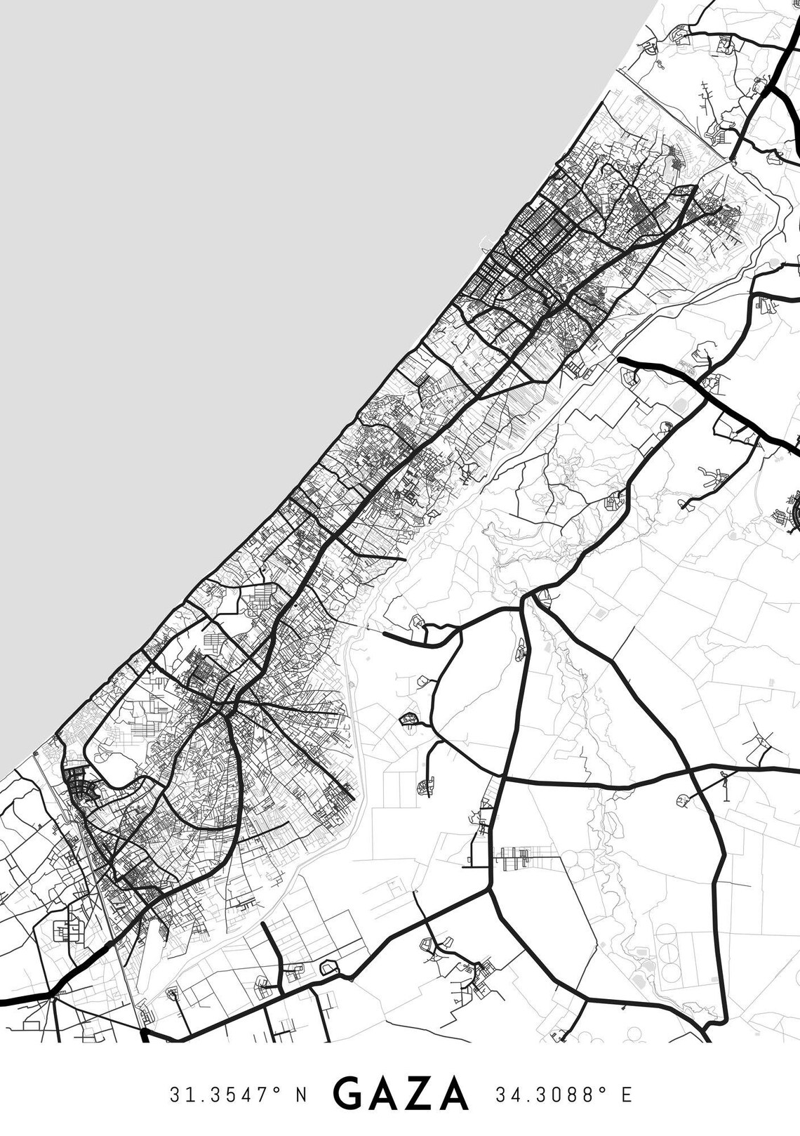 Gaza Map Print Printable Gaza Strip Map Art Gaza Print - Etsy Singapore