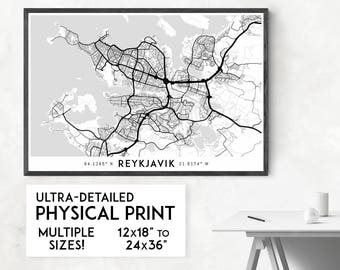 Every Road in Reykjavik map poster, Reykjavik print, Reykjavik map print, Iceland map, Reykjavik city map, Reykjavik poster