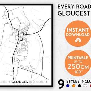 Gloucester map print, Australia print, NSW map, Gloucester poster, Gloucester wall art, Map of Gloucester, Gloucester art print