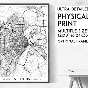 Elke weg in St. Louis kaartposter, St. Louis print, St. Louis kaart print, St. Louis stadsplattegrond, St. Louis poster, St. Louis kunst aan de muur, St. Louis