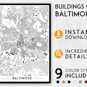 Baltimore map print, Baltimore print, Baltimore city map, Baltimore poster, Baltimore wall art, Maryland map of Baltimore, Baltimore art