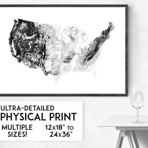 Impresión de Shadowlands USA / Impresión física de mapas de EE. UU., Impresión de EE. UU., Impresión de mapas de América, Mapa artístico de América, Arte mural de América, Arte de mapas de Estados Unidos