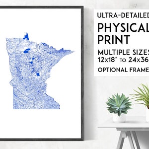 Waterways of Minnesota Karte Poster, Minnesota Druck, Minnesota Karte drucken, Minnesota Stadtplan, Minnesota Poster, Minnesota Wandkunst