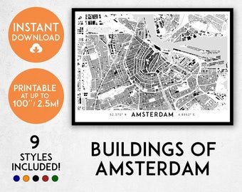 Amsterdam map print, Printable Amsterdam map art, Amsterdam print, Amsterdam art, Amsterdam poster, Amsterdam wall art, The Netherlands map