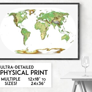 Wunderschöne Weltkarte Poster | Physische Weltkarte Kunst, Reisekarte Druck, Weltkarte Poster, Planet Erde Karte, Wandkarte Weltkarte, Erde Karte, Weltkarte