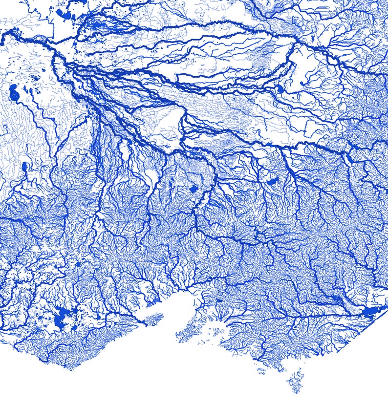 Waterways of Australia print Physical Australia map print, Australia print, Australia art, Australia poster, Australia wall art, Rivers image 9