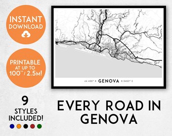Genova Map Art Print: Detailed Italy Map Poster (Digital Download)