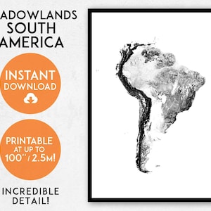 South America map print, Printable South America map art, South America print, South America art, South America poster, Sudamerica map print