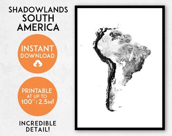 South America Topographic Map Art: High-Resolution Print (Digital Download)