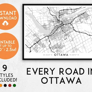 Ottawa map print, Printable Ottawa map art, Canada map, Ottawa print, Ontario map, Ottawa art, Ottawa poster, Ottawa wall art, Ottawa gift,