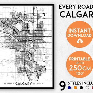 Detailed Calgary Map Print: Alberta City Art (Digital Download)