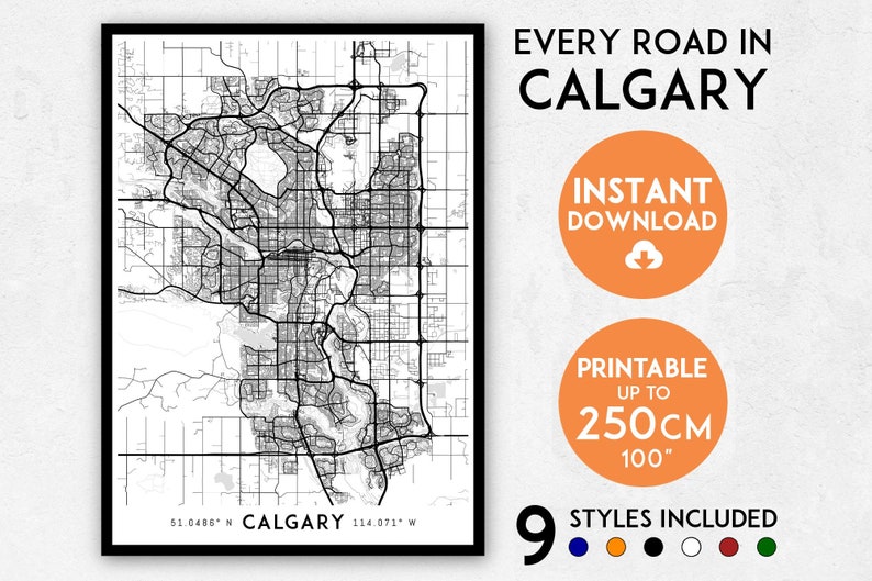 Calgary map print Calgary wall art Calgary print Calgary city map Alberta print Calgary art print Map of Calgary Calgary poster