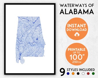 Alabama map print, Alabama print, USA map, Alabama poster, Alabama wall art, Map of Alabama, Alabama art print, Alabama map poster