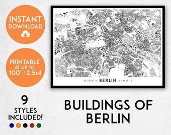 Berlin map print, Printable Berlin map art, Berlin print, Germany map, Berlin art, Berlin poster, Berlin wall art, Berlin gift, Deutschland