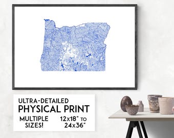 Waterways of Oregon print | Physical Oregon map print, Oregon poster, Oregon art, Oregon map art, Oregon wall art, Oregon gift, Portland map