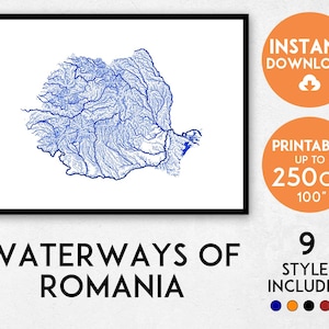Romania map print, Romania print, Romania map, Romania poster, Romania wall art, Map of Romania, Romania art print, Bucharest map print