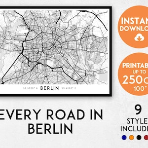 Berlin map print, Berlin print, Berlin city map, Germany map, Berlin poster, Berlin wall art, Map of Berlin, Berlin art print, Germany print