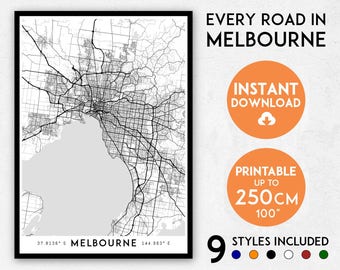 Melbourne City Map Print: Detailed Australia Wall Art (Digital Download)