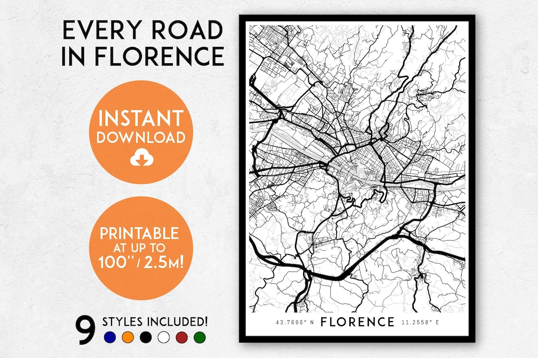 Florence Map Print, Printable Florence Map Art, Florence Print, Italy ...