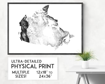 Canada Topographic Map Poster: Shadowlands Art Print
