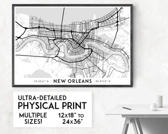 Impresión de Every Road in New Orleans / Impresión física del mapa de Nueva Orleans, impresión de Nueva Orleans, arte del mapa de Nueva Orleans, póster de Nueva Orleans, mapa de Luisiana