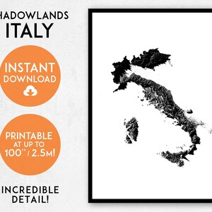 Italy map print, Printable Italy map art, Italy print, Italy art, Italy poster, Italy wall art, Italy gift, Map of Italy, Shadowlands map