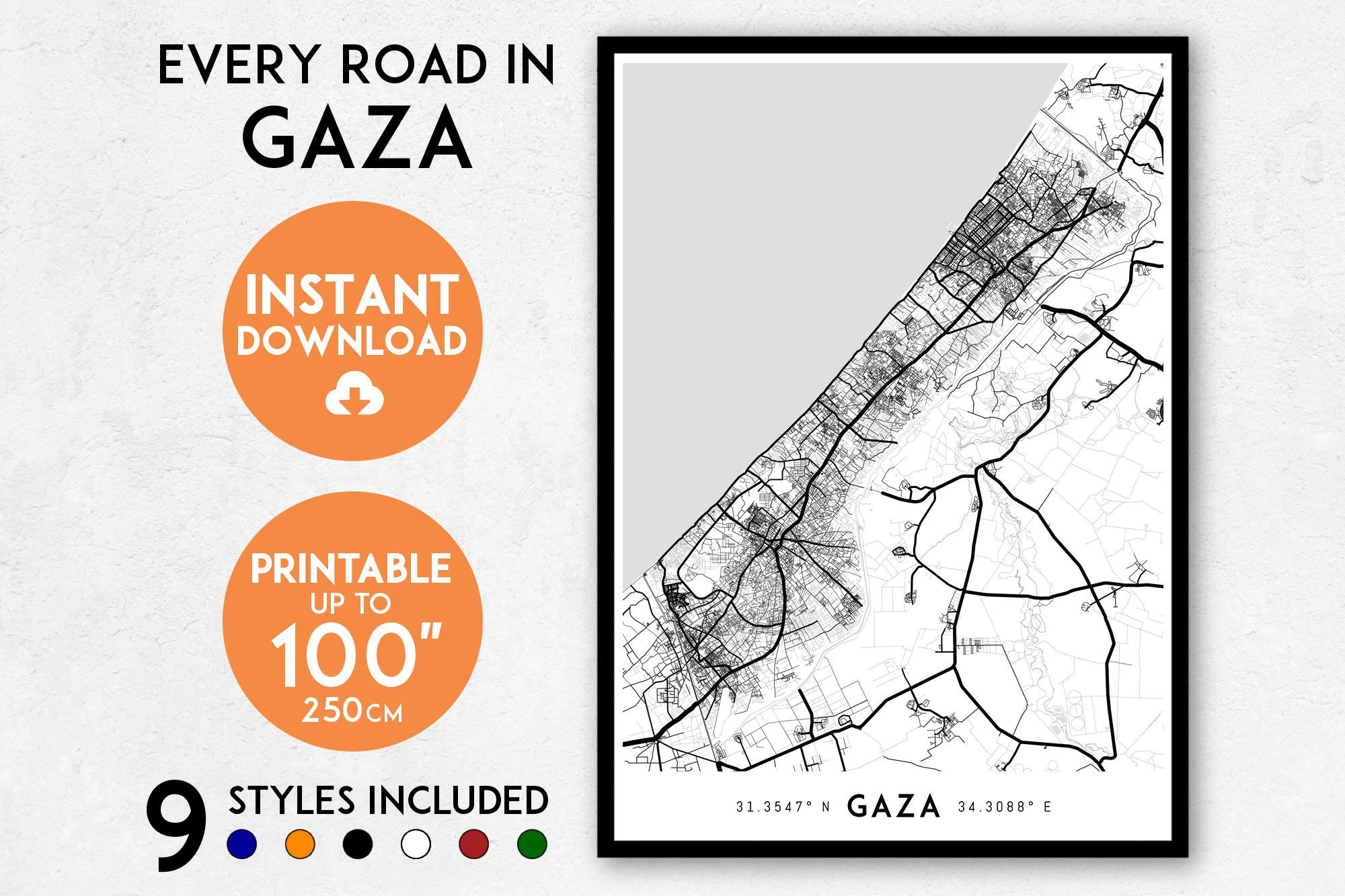 Gaza Map Print Printable Gaza Strip Map Art Gaza Print - Etsy Singapore